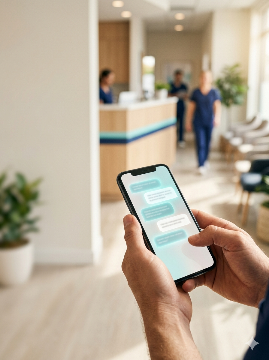 A patient messaging a clinic from their phone